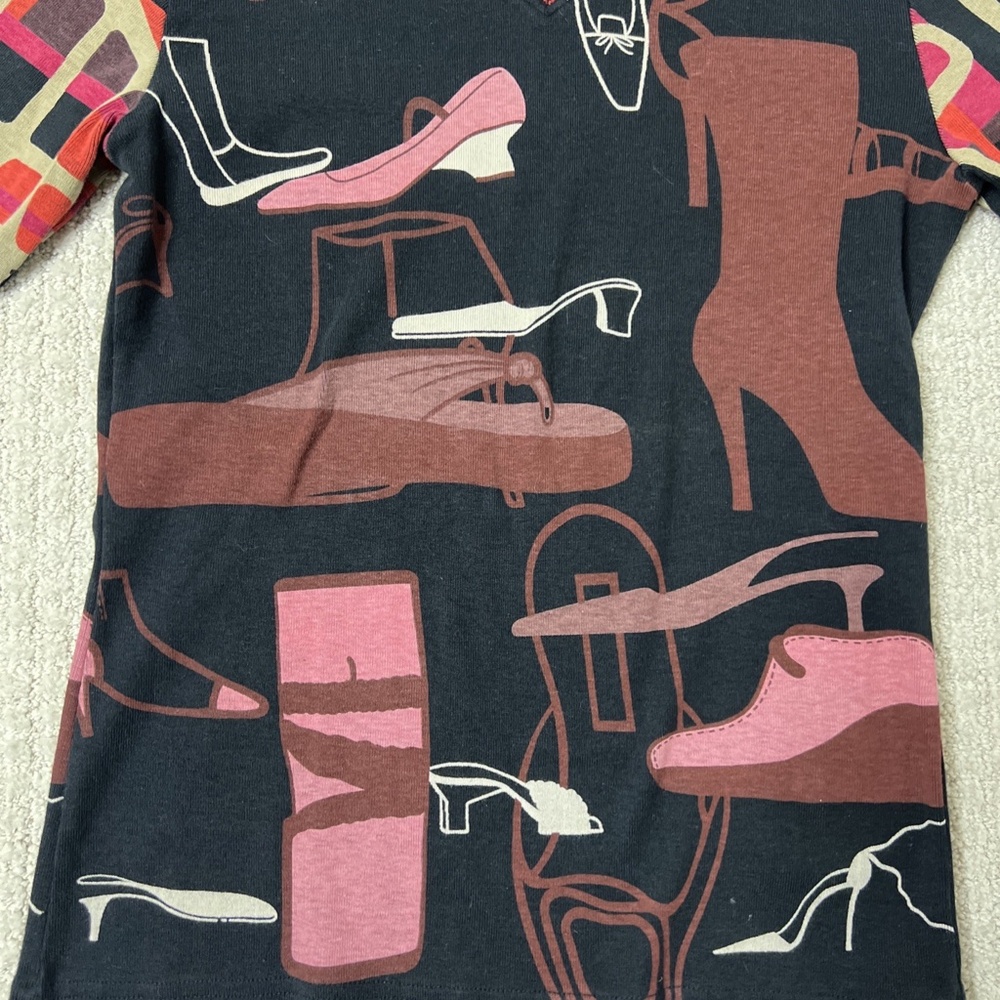 Vintage Y2K Custo Barcelona Medium V Neck Long Sleeve Shirt Shoes Sandal Graphic - Picture 2 of 5